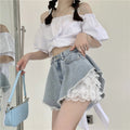High Waist Wide Leg Short Jeans Women's Summer New Style Spicy Girl Loose Fit A-Line Pants plus Size Fashionable Design