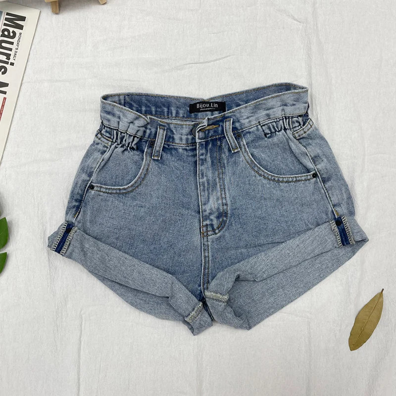 High Waist Wide Leg Short Jeans Women's plus Size Shorts  A-Line Loose Fit Hot Pants Summer Cool Feeling Jeans Shorts