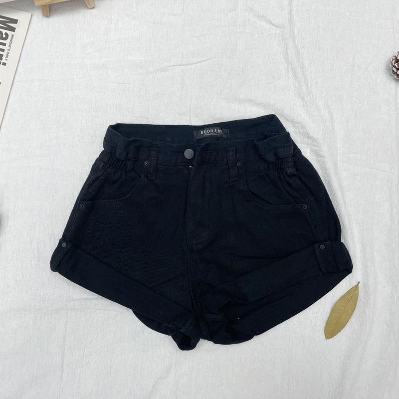 High Waist Wide Leg Short Jeans Women's plus Size Shorts  A-Line Loose Fit Hot Pants Summer Cool Feeling Jeans Shorts
